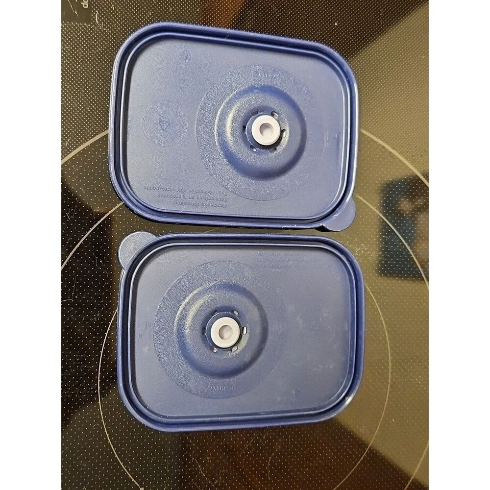Set Of 2 Tupperware 1 Cup Vent & Serve 3387A Indigo Blue Containers with Lids